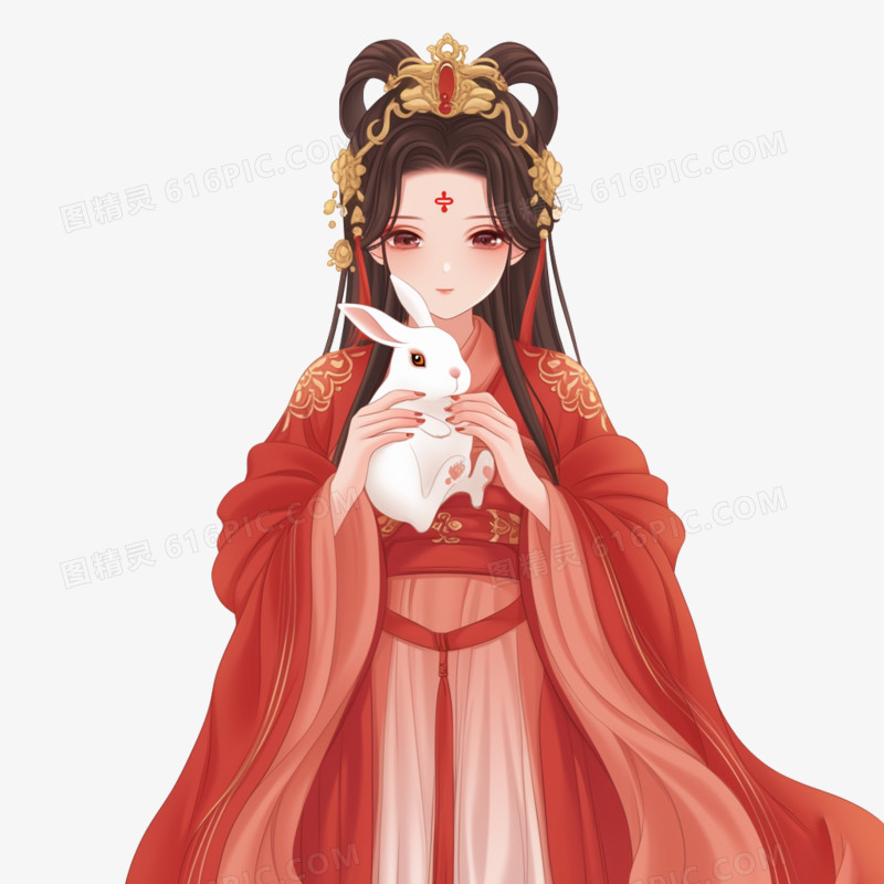 中国风格的嫦娥和玉兔的元素
