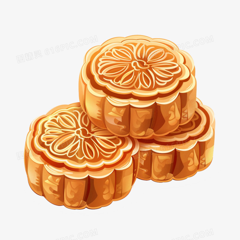 手绘风格的月饼元素