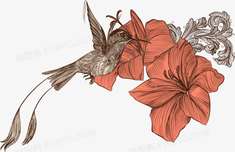 小鸟鲜花装饰