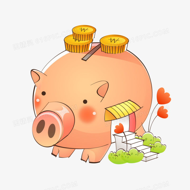 可爱卡通手绘猪存钱罐