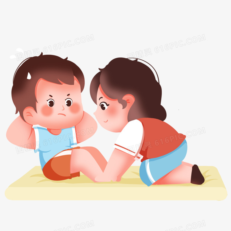 一组创意插画儿童体育课运动合集元素四