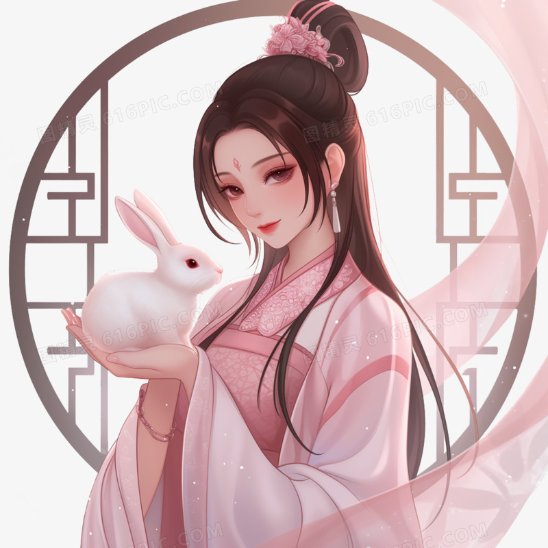 中国风格的嫦娥和玉兔的元素