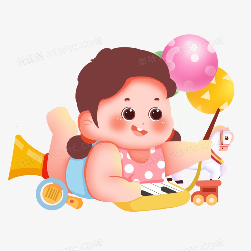 一组创意插画可爱宝宝婴儿集合元素五