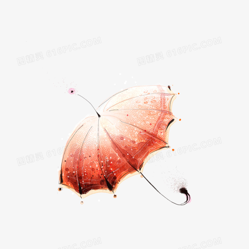 卡通手绘 水彩 淡彩 雨伞 打开的雨伞