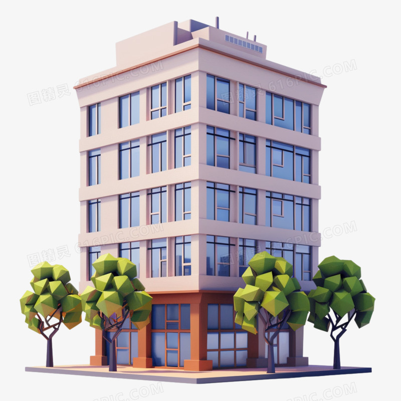 3D卡通办公大楼素材免抠元素
