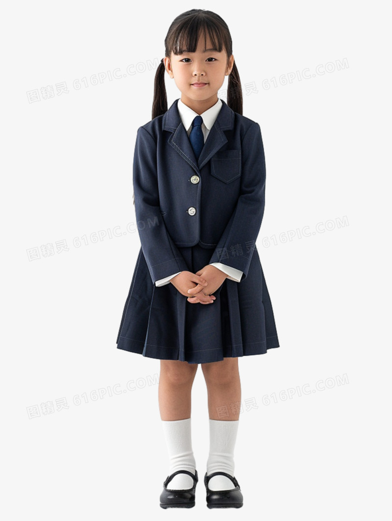 AI真人人像小学生女生全身免抠元素