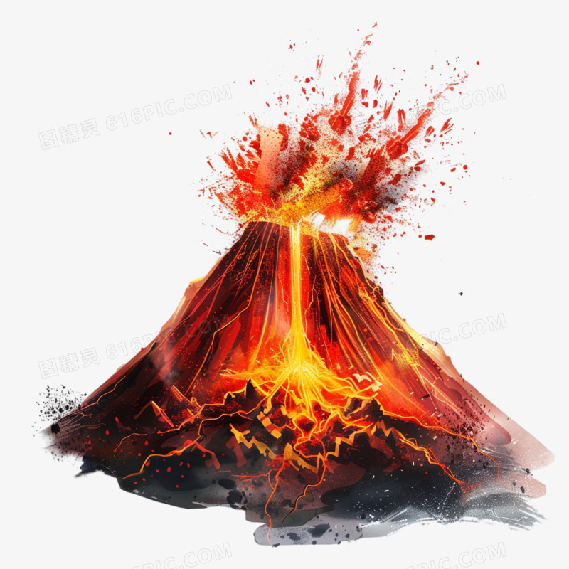 火山喷发免抠元素
