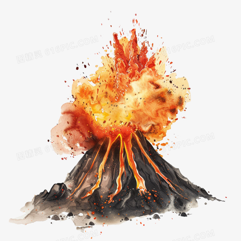 火山喷发免抠元素