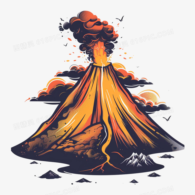 火山喷发免抠元素