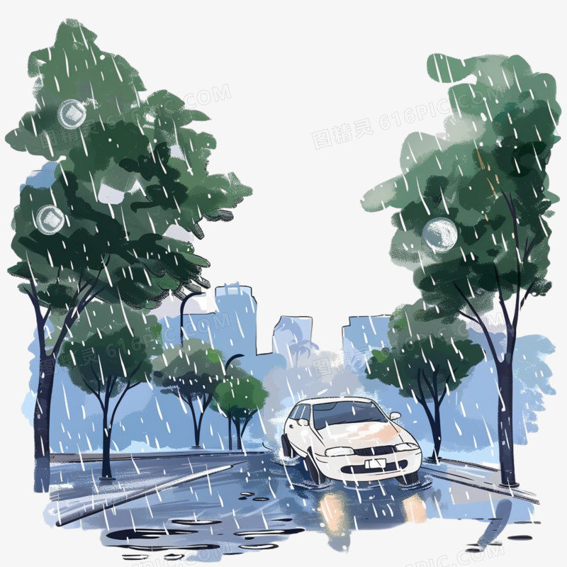 冰雹暴雨极端天气免抠元素