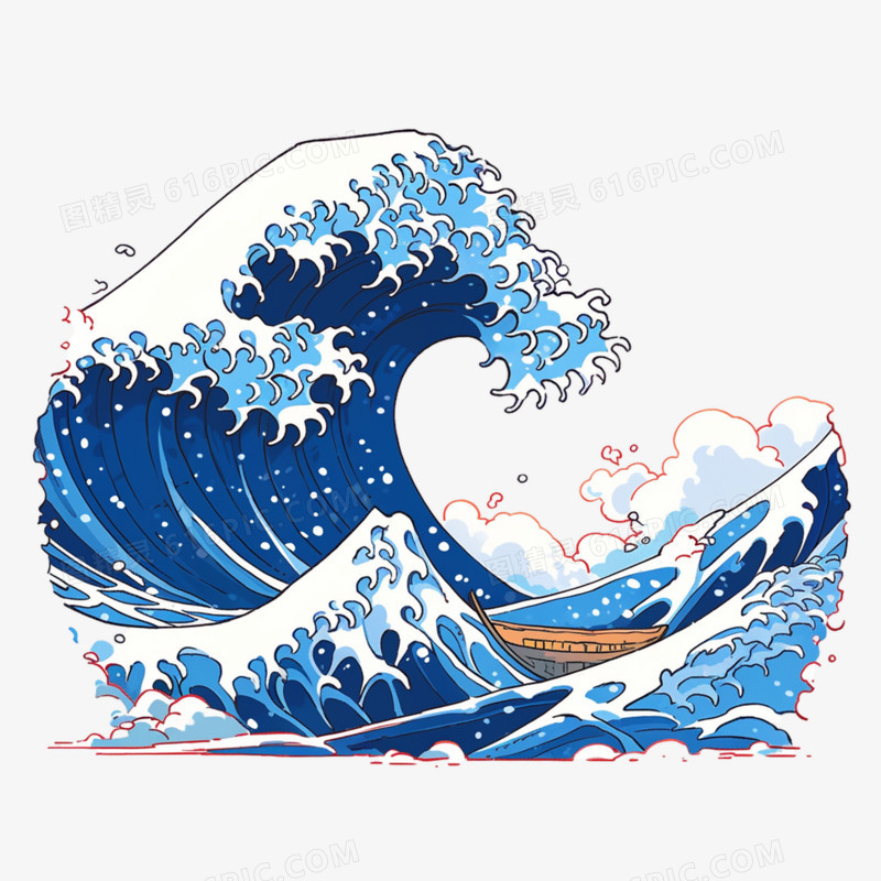 插画自然海啸灾害免抠元素