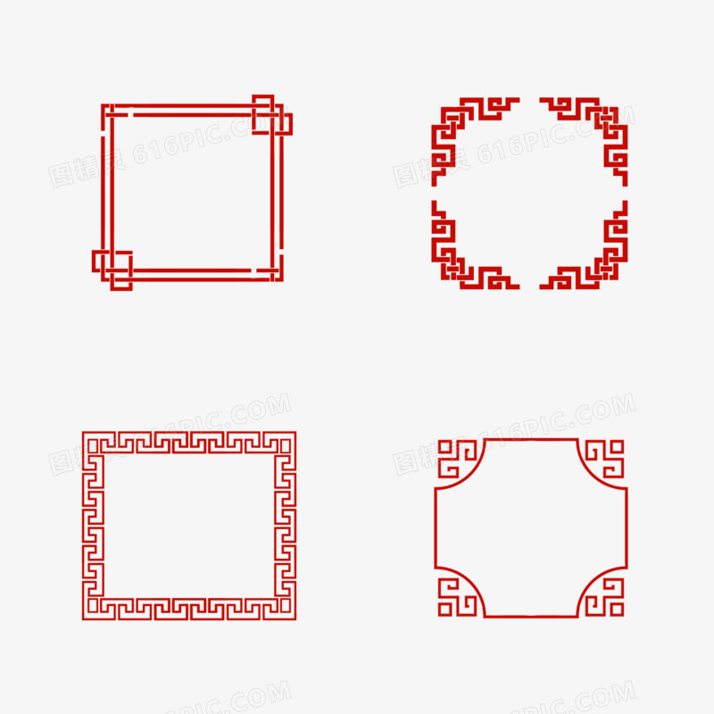 一组中式边框免抠元素合集