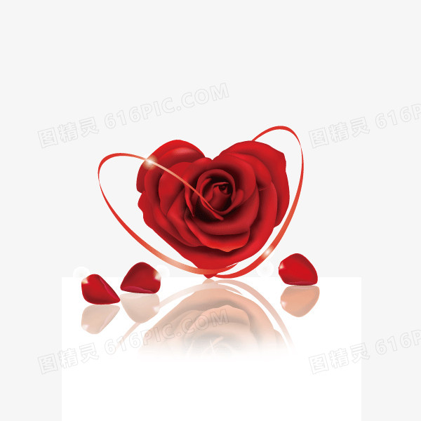 立体玫瑰红色心形装饰图
