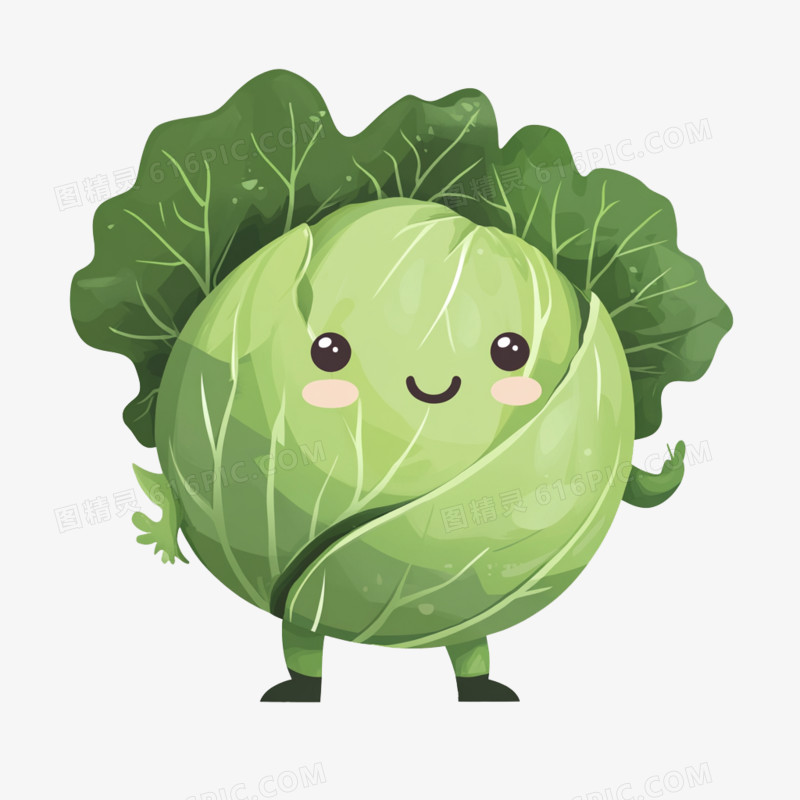 卡通拟人蔬菜白菜免抠元素
