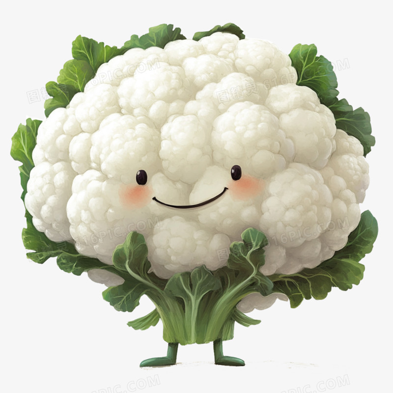 卡通拟人蔬菜花椰菜免抠元素
