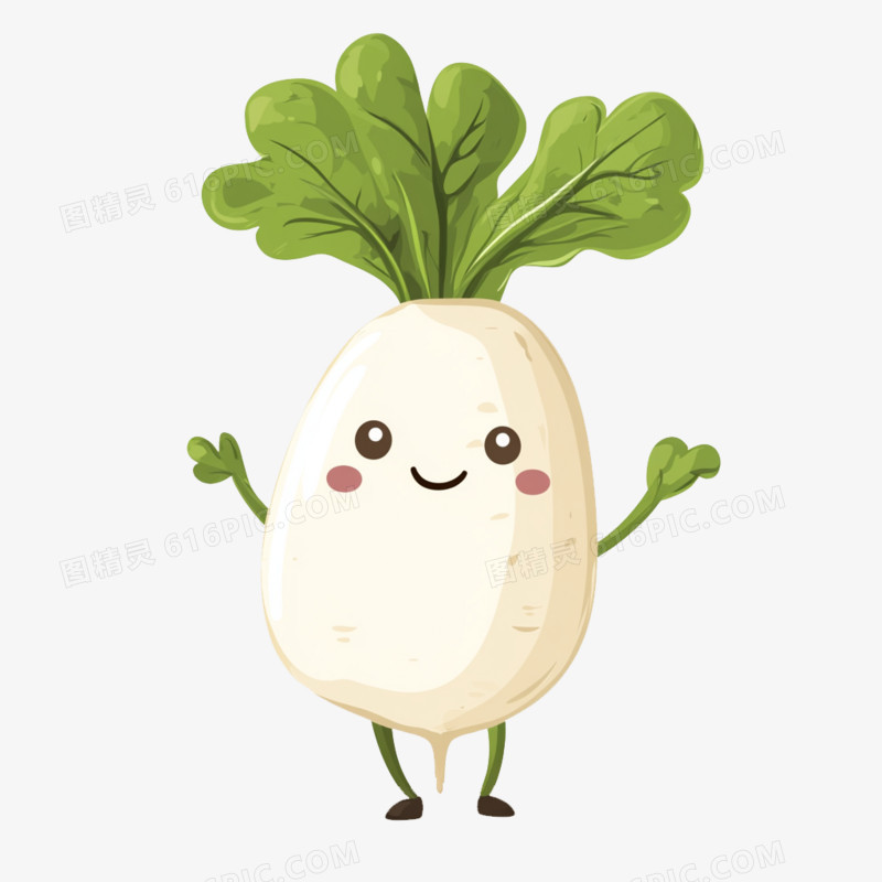 卡通拟人蔬菜白萝卜免抠元素