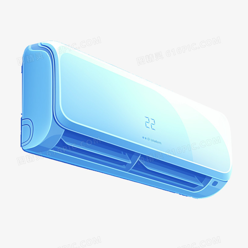 3D元素家用电器蓝色空调免抠元素