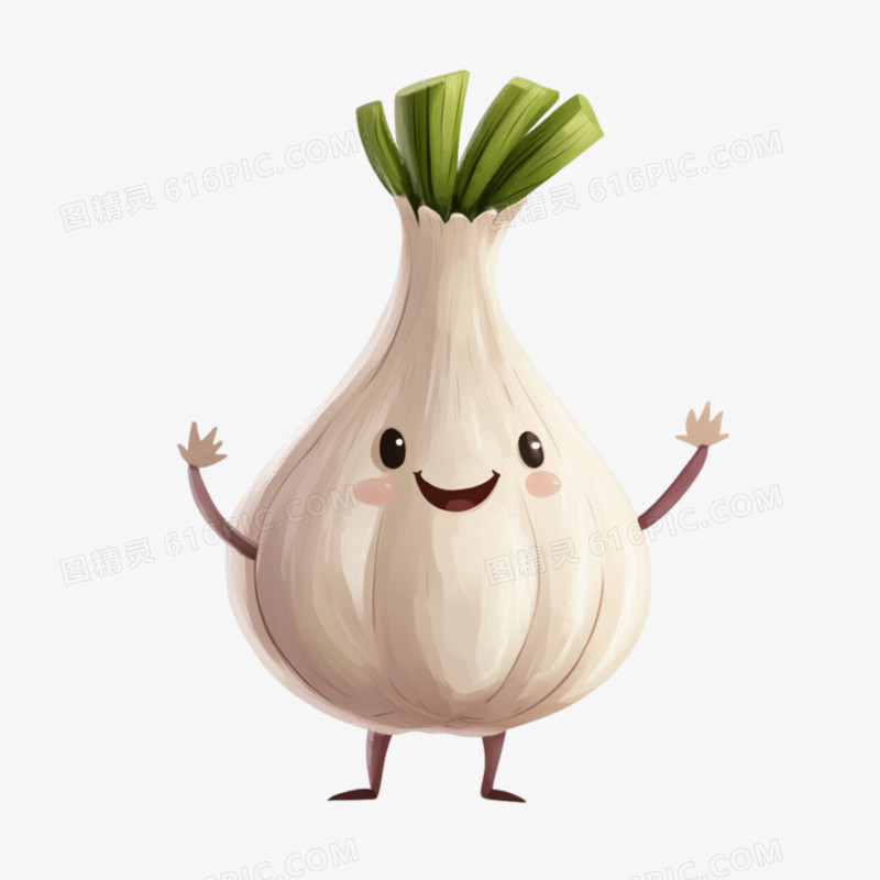 卡通拟人蔬菜大蒜免抠元素
