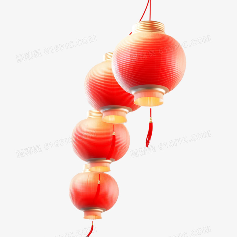 3D红色灯笼新年元素