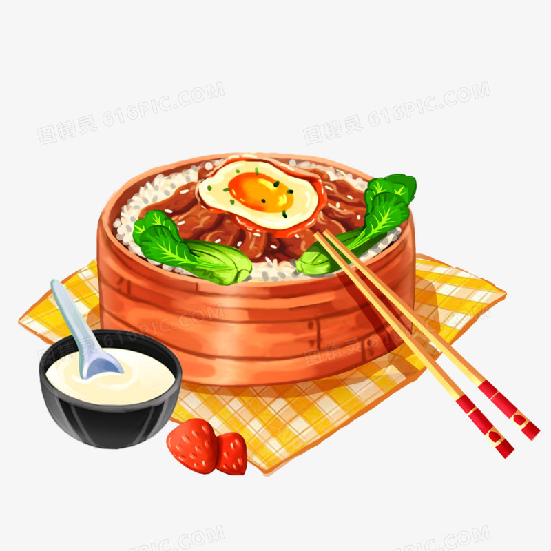 卤肉饭免抠插画素材