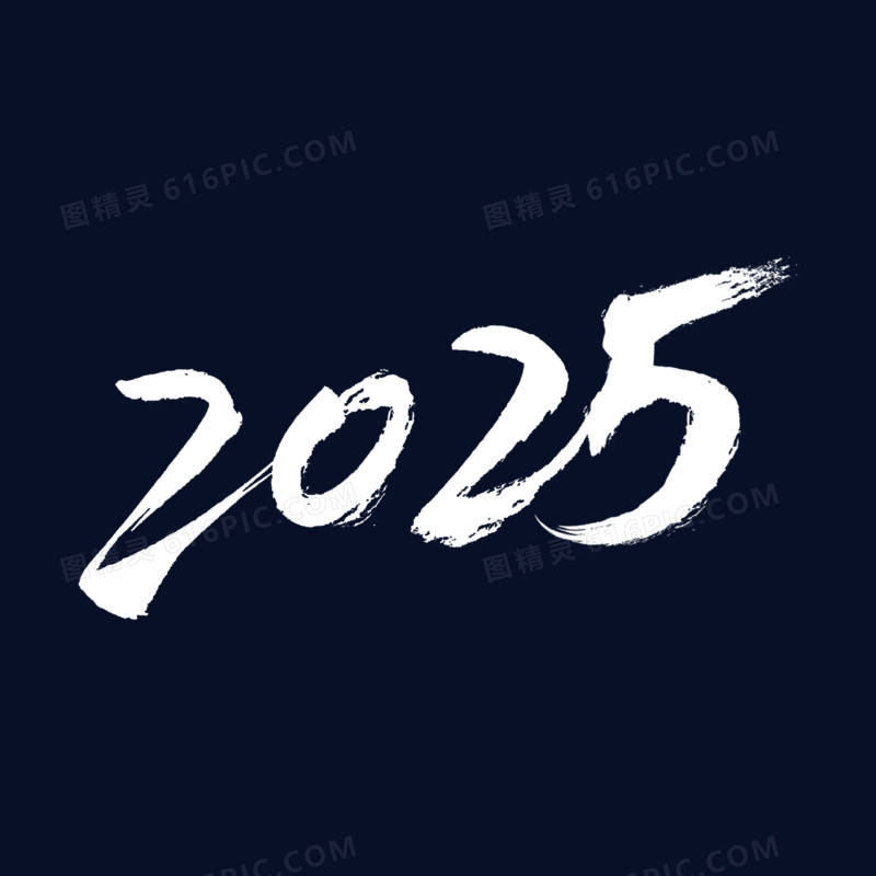 2025数字白色毛笔字