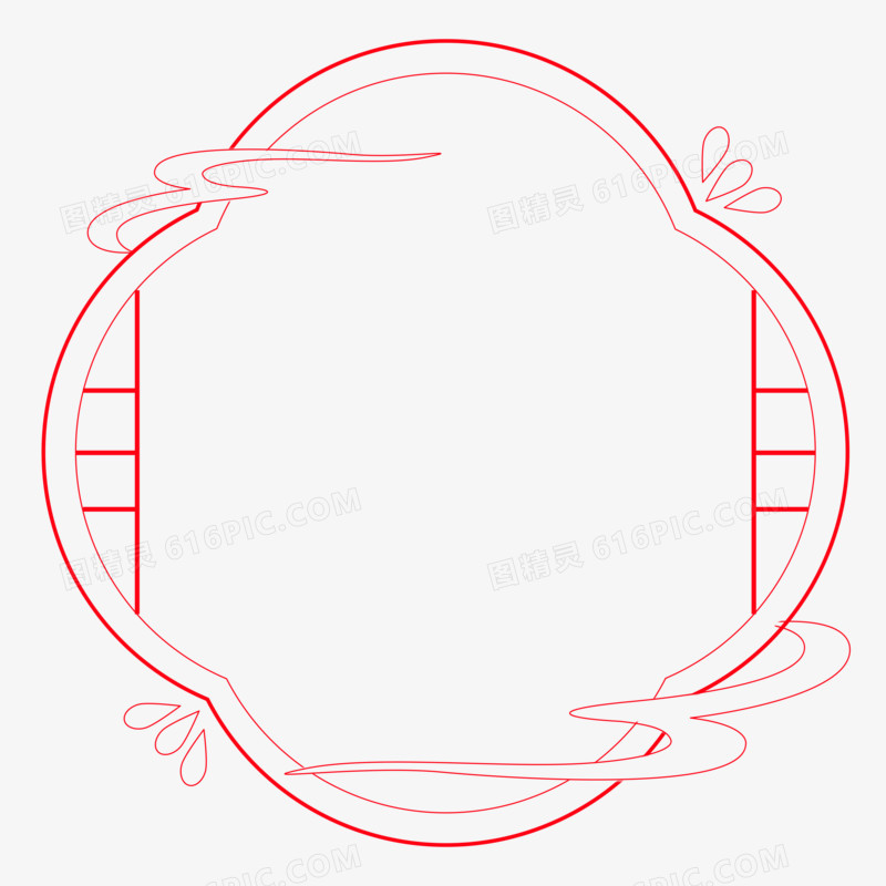 红色中式古风边框元素套图免抠元素二