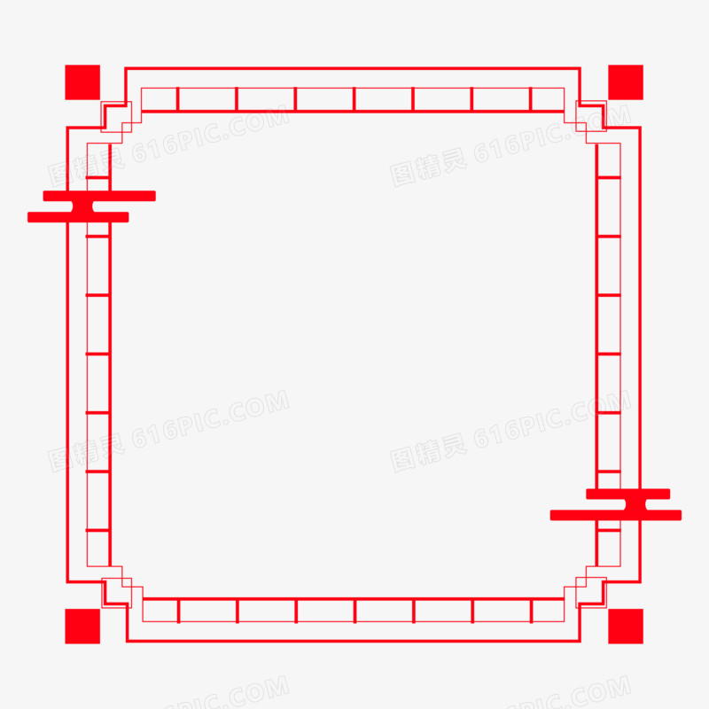 红色中式古风边框元素套图免抠元素三