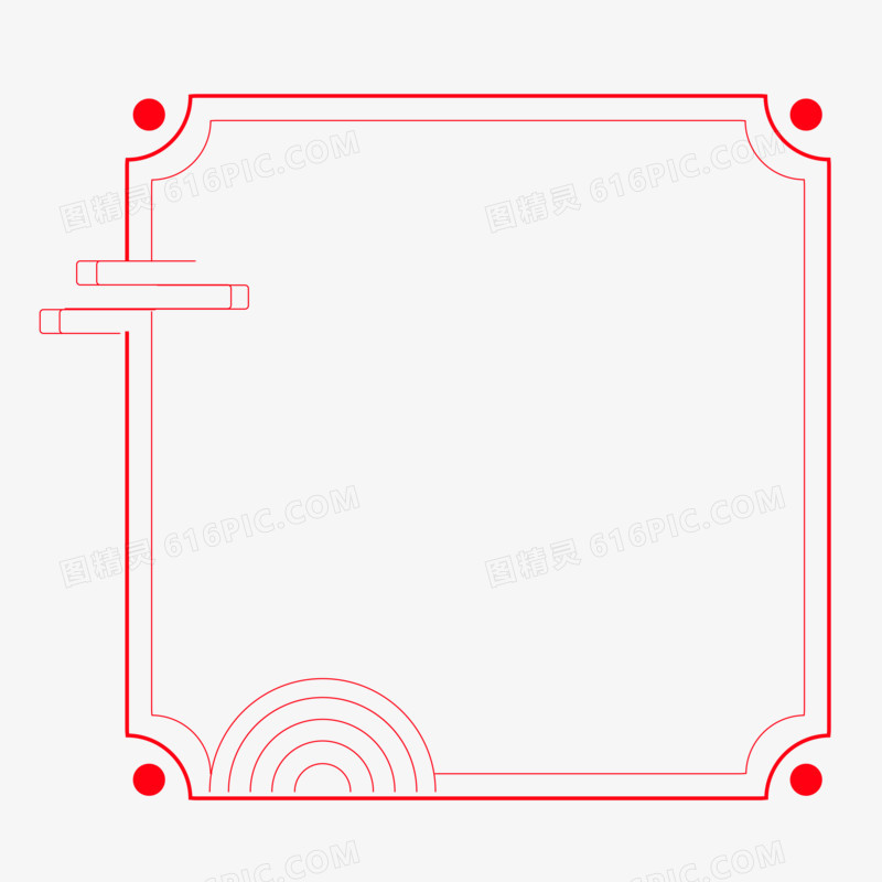 红色中式古风边框元素套图免抠元素四