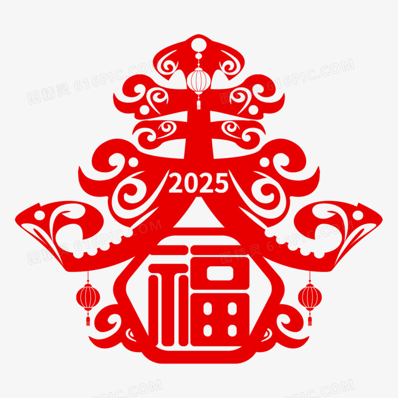 春字2025蛇年红福金色艺术字