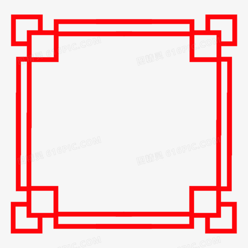 红色中式边框合集素材免抠元素五