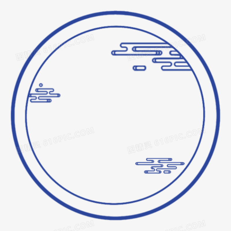 蓝色中式边框免抠元素二