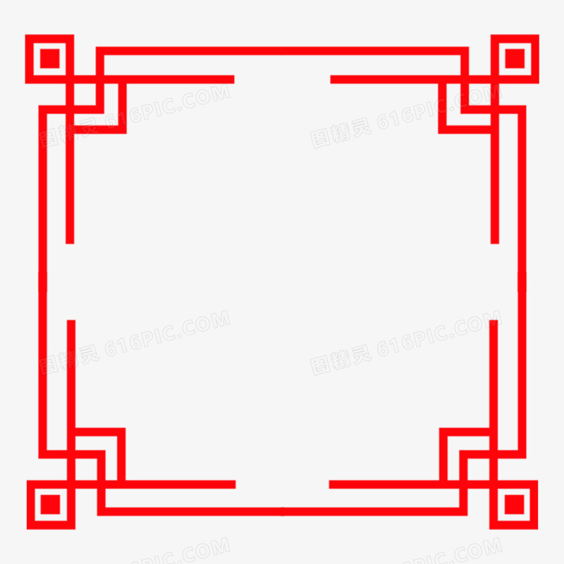 红色中式边框合集素材免抠元素六