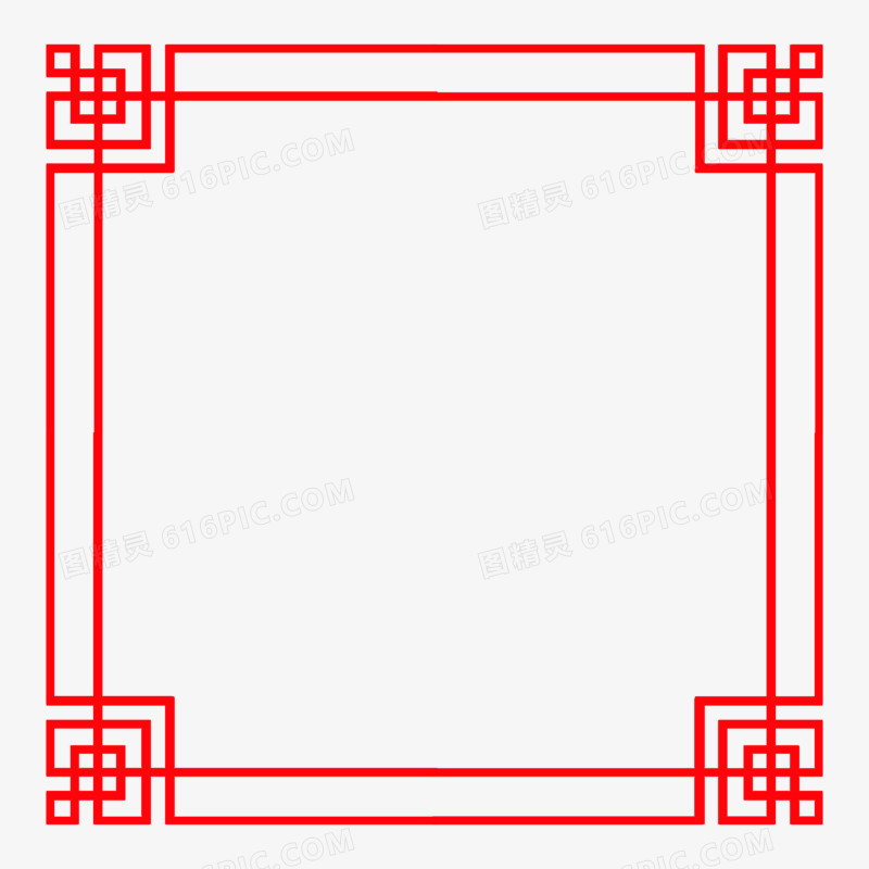 红色中式边框合集素材免抠元素三