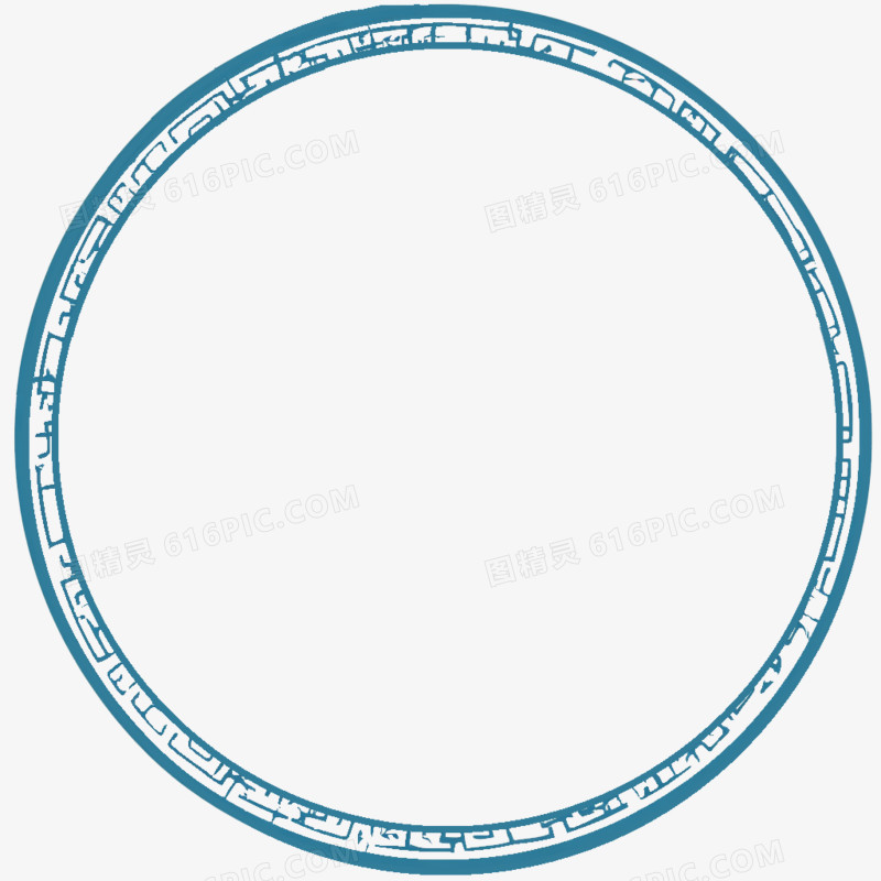 中国风通用素材蓝色圆形边框免抠元素