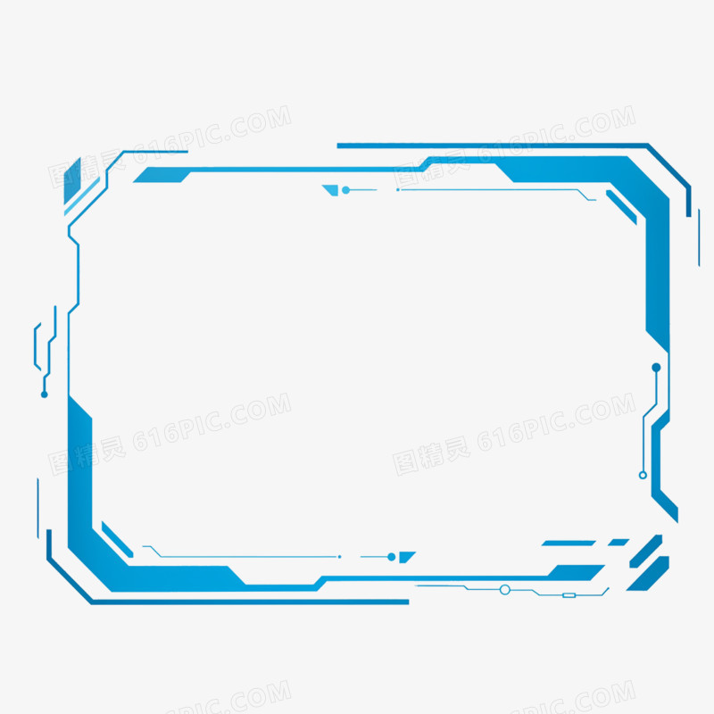 插画风格通用科技边框免抠元素