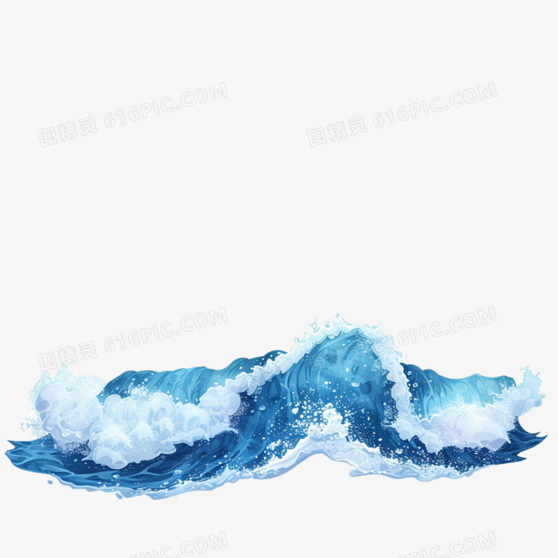 插画风海浪的免抠元素