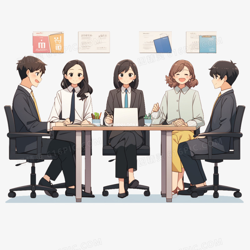 插画一群人在谈论问题免抠元素
