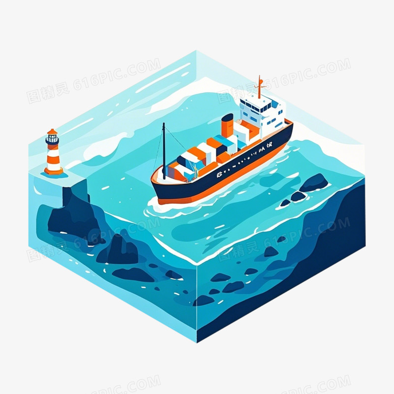 立方体海关海运轮船海关街免抠元素