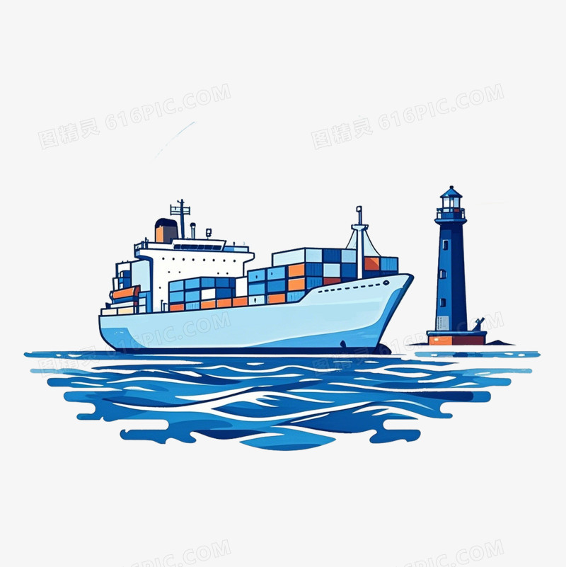 游轮货运海关海运轮船海关街免抠元素