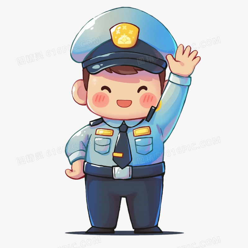 手绘插画可爱警察卡通人物