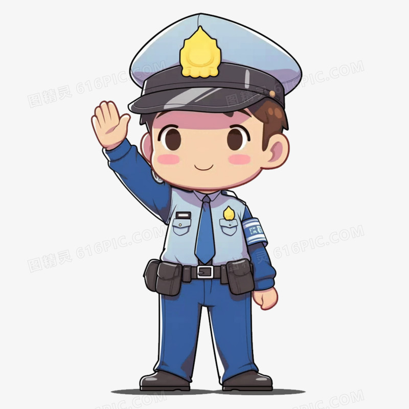 插画手绘可爱警察卡通人物