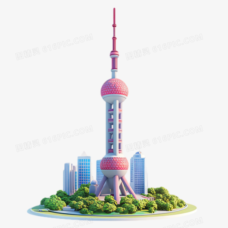 3D地标建筑东方明珠免抠素材