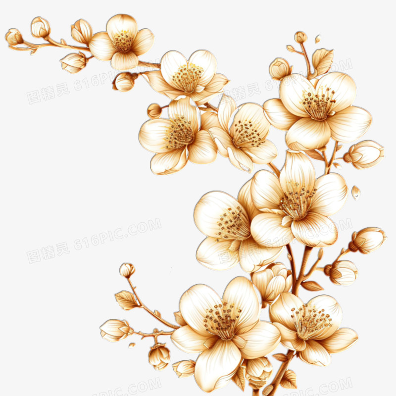 鎏金风格梅花的免抠元素