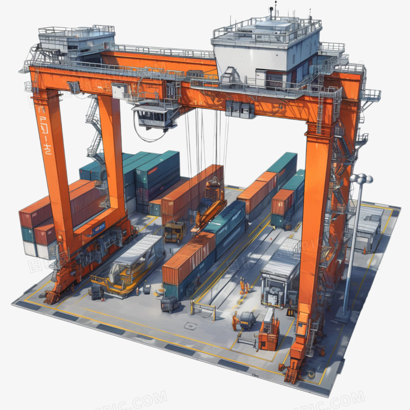 码头装卸集装箱免抠元素