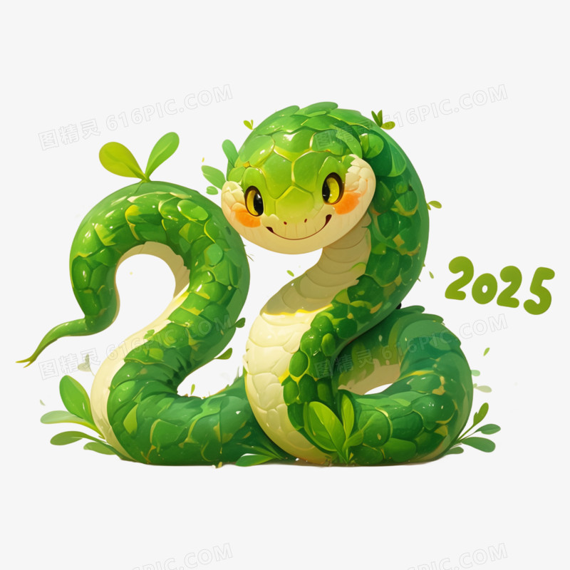 3D插画卡通蛇2025新年蛇免抠元素