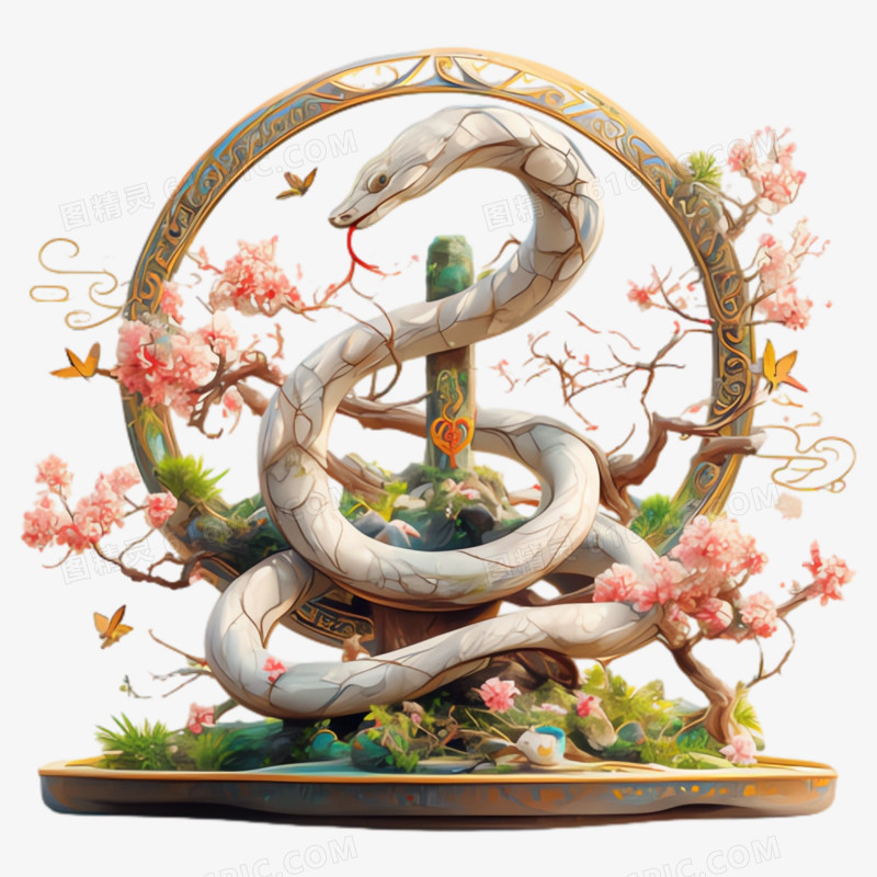 3D插画风大蛇免抠素材