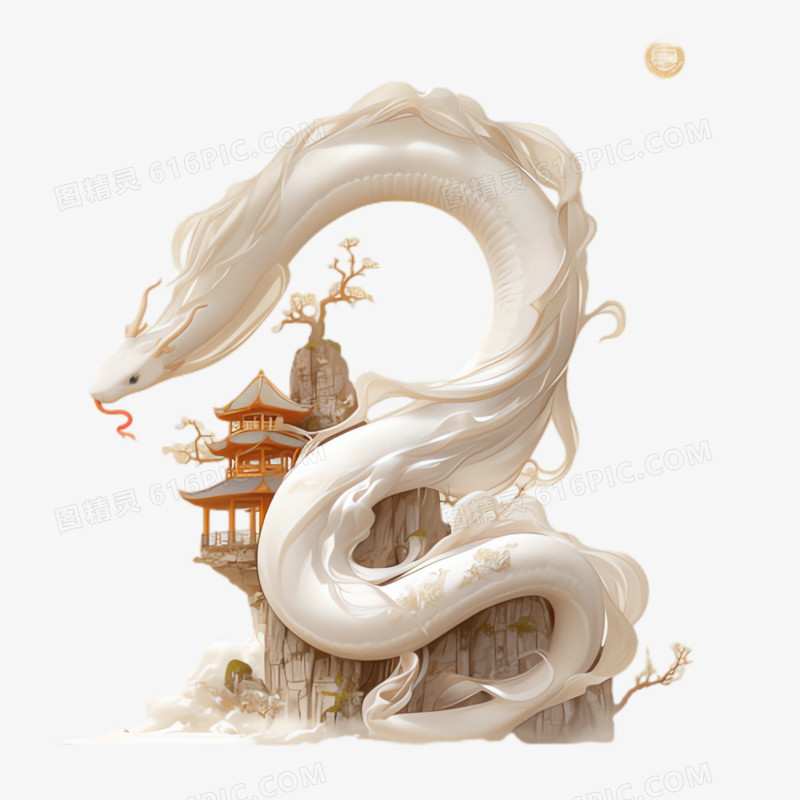 3D插画风大蛇免抠元素