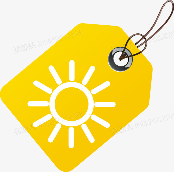 黄色抽象太阳形状吊牌