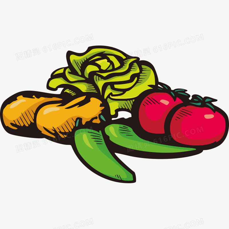 手绘 简笔画 蔬果 蔬菜 果蔬 卡通