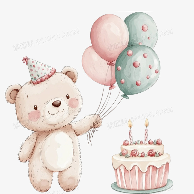 卡通手绘动物生日免抠元素